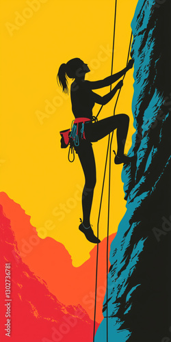 Rock Climber silhouette illustration for sports, adventure and fitness projects