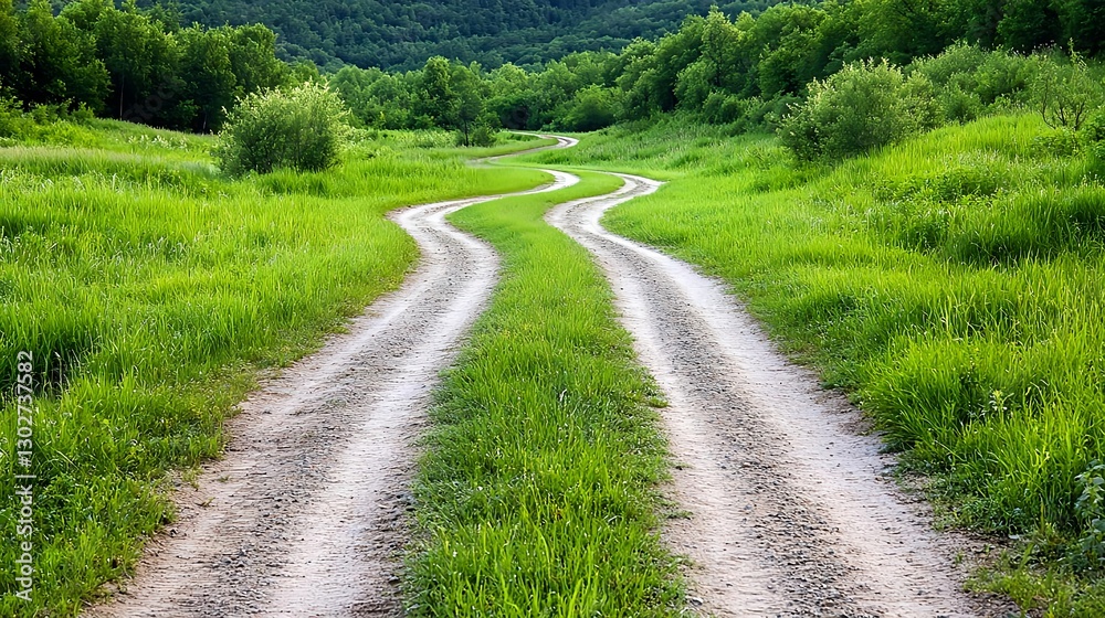 Winding Country Road, Green Meadow - Nature photography Winding Country Road, Green Meadow - Nature photography