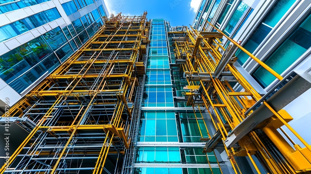 Modern Building Construction, Scaffolding, City - Urban Development Modern Building Construction, Scaffolding, City - Urban Development