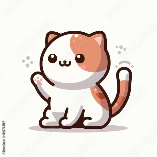 animal, cat, pet, cute, feline, kitty, domestic, isolated, happy, background, looking, design, portrait, adorable, tabby, illustration, funny, vector, fur, black, mammal, white, sweet, fluffy, white b