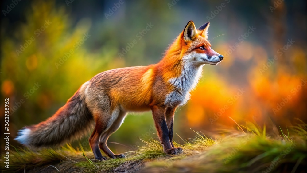 Fototapeta premium Red Fox Kit Standing on Hind Legs - Long Exposure Wildlife Photography