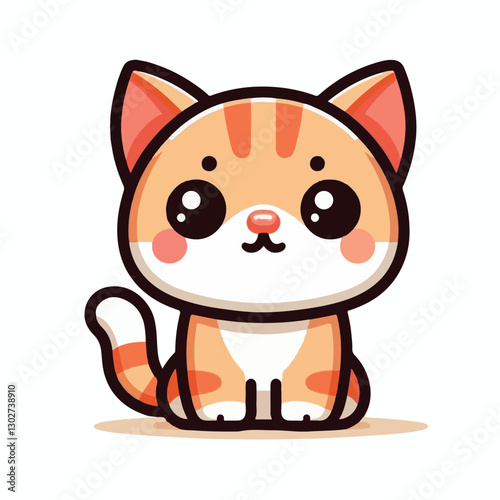 animal, cat, pet, cute, feline, kitty, domestic, isolated, happy, background, looking, design, portrait, adorable, tabby, illustration, funny, vector, fur, black, mammal, white, sweet, fluffy, white b