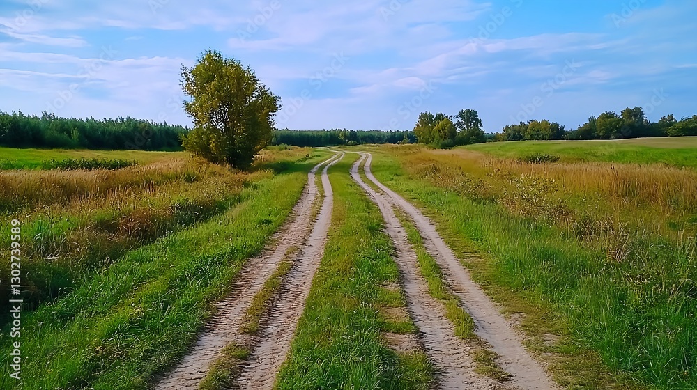 Serene Country Road, Summer Landscape - Tranquil nature scenes Serene Country Road, Summer Landscape - Tranquil nature scenes