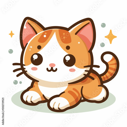 animal, cat, pet, cute, feline, kitty, domestic, isolated, happy, background, looking, design, portrait, adorable, tabby, illustration, funny, vector, fur, black, mammal, white, sweet, fluffy, white b