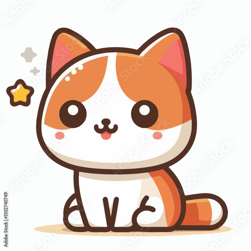 animal, cat, pet, cute, feline, kitty, domestic, isolated, happy, background, looking, design, portrait, adorable, tabby, illustration, funny, vector, fur, black, mammal, white, sweet, fluffy, white b