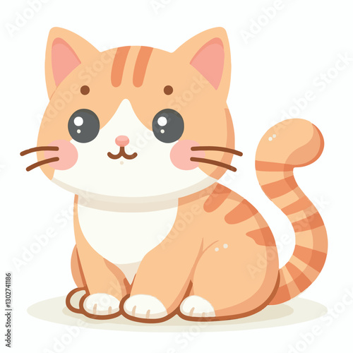 animal, cat, pet, cute, feline, kitty, domestic, isolated, happy, background, looking, design, portrait, adorable, tabby, illustration, funny, vector, fur, black, mammal, white, sweet, fluffy, white b