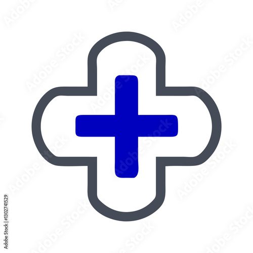 Medical cross icon representing healthcare, emergency services, and medical assistance in a modern vector style