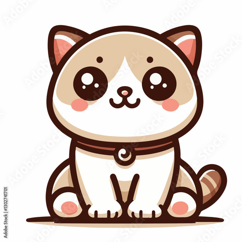 animal, cat, pet, cute, feline, kitty, domestic, isolated, happy, background, looking, design, portrait, adorable, tabby, illustration, funny, vector, fur, black, mammal, white, sweet, fluffy, white b
