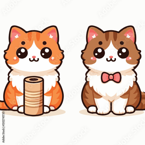 animal, cat, pet, cute, feline, kitty, domestic, isolated, happy, background, looking, design, portrait, adorable, tabby, illustration, funny, vector, fur, black, mammal, white, sweet, fluffy, white b