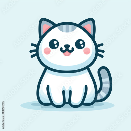 animal, cat, pet, cute, feline, kitty, domestic, isolated, happy, background, looking, design, portrait, adorable, tabby, illustration, funny, vector, fur, black, mammal, white, sweet, fluffy, white b