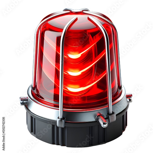 Red siren light isolate on White background