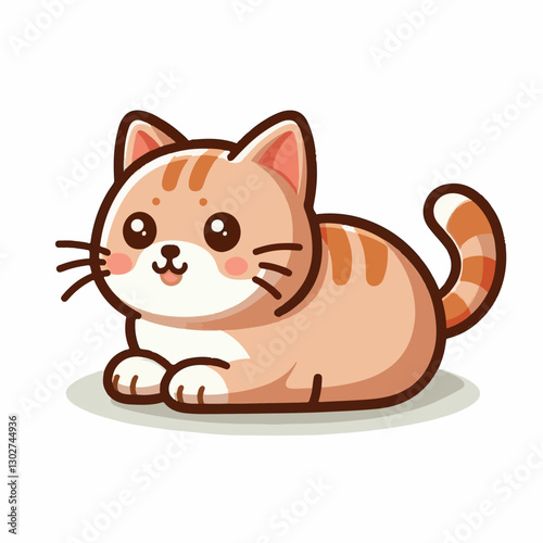 animal, cat, pet, cute, feline, kitty, domestic, isolated, happy, background, looking, design, portrait, adorable, tabby, illustration, funny, vector, fur, black, mammal, white, sweet, fluffy, white b