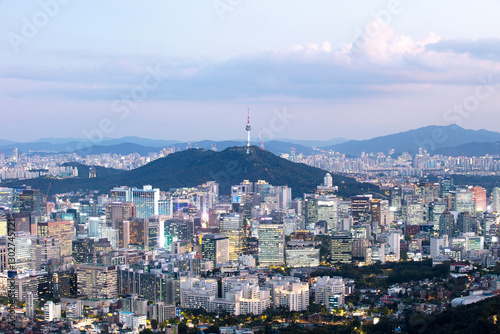 sunset Seoul City and Seoul Tower South Korea