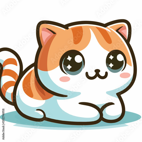 animal, cat, pet, cute, feline, kitty, domestic, isolated, happy, background, looking, design, portrait, adorable, tabby, illustration, funny, vector, fur, black, mammal, white, sweet, fluffy, white b