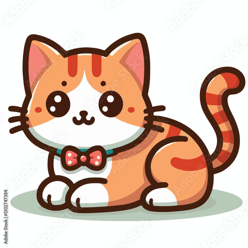 animal, cat, pet, cute, feline, kitty, domestic, isolated, happy, background, looking, design, portrait, adorable, tabby, illustration, funny, vector, fur, black, mammal, white, sweet, fluffy, white b