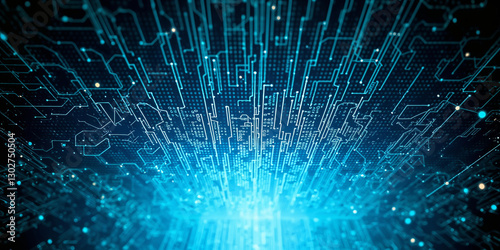 Futuristic printed circuit board is transferring big data in the digital world