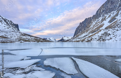 wintry fjord and mountain l...