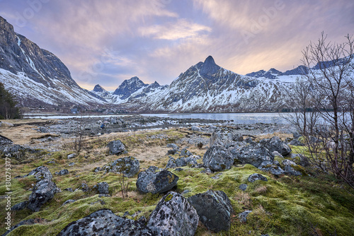 wintry fjord and mountain l...