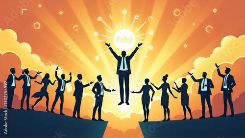 Celebrating Business Success and Leadership with a Triumphant Victory