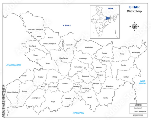 Bihar Political Map with Districts