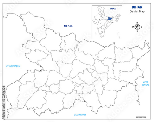Bihar State Map with District Borders