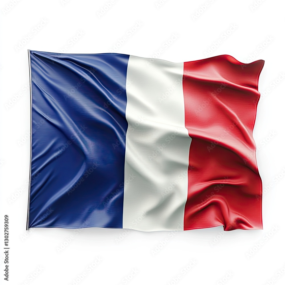 Obraz premium French flag waving against white background