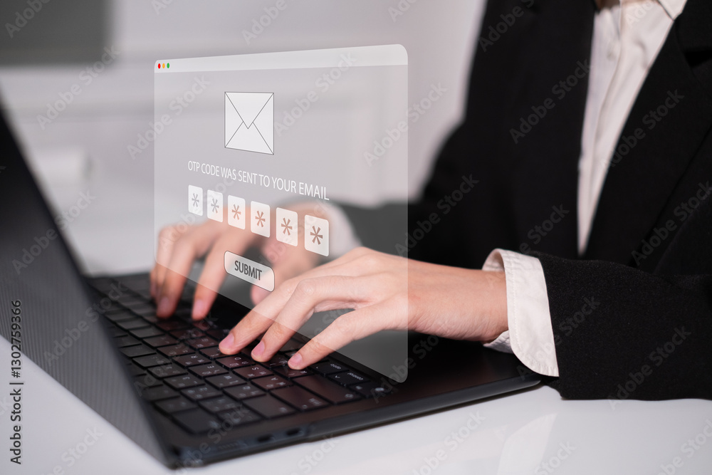 Password OTP verification code cybersecurity technology privacy safety protection concept Password OTP verification code cybersecurity technology privacy safety protection concept