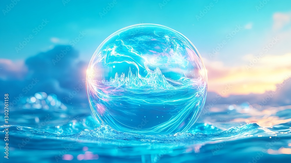 Glowing Orb Ocean Sunrise Abstract - Abstract art Glowing Orb Ocean Sunrise Abstract - Abstract art