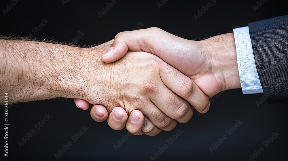 Fototapeta premium miling businessmen shaking hands in a corporate boardroom