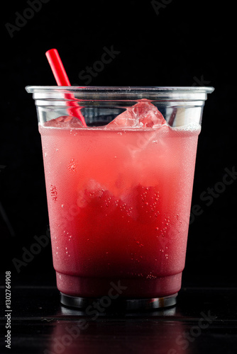 Obraz na płótnie Red drink cocktail or lemonade with ice in a glass w salonie