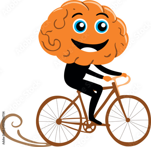 Brain riding on bicycle