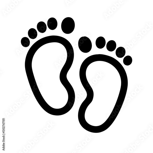 Unique vector icon representing baby footprints, perfect for themes related to childhood, family, and maternity