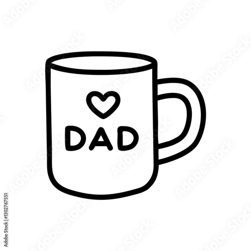 Creative father’s day mug design featuring a heart and the word dad, perfect for celebrating fatherhood in a unique style