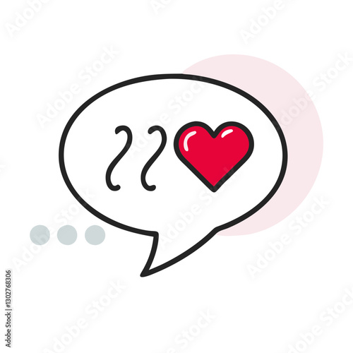 Design featuring a vector love quote icon with a heart in a speech bubble, perfect for expressing affection and romance in various contexts