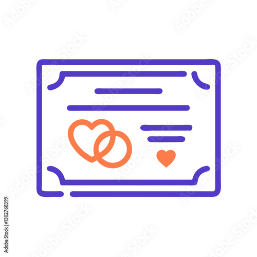 Marriage certificate icon symbolizes union and commitment in relationships, perfect for wedding planning and legal documentation purposes