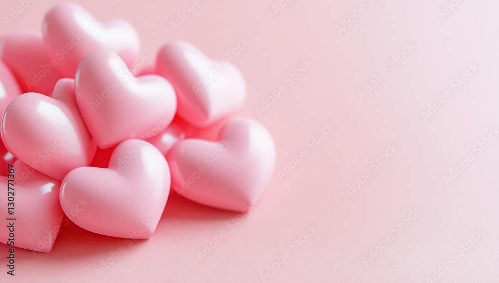 Pink hearts on pastel background Pink hearts on pastel background