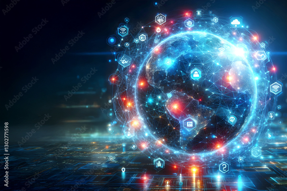 Obraz premium Global network background Communication technology for internet business. Global world network and telecommunication Wireless network and Connection technology concept 