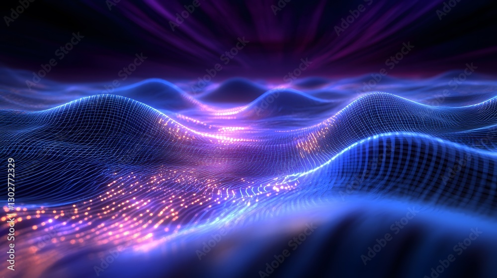 Abstract Waves of Light in Digital Space with Vibrant Colors Abstract Waves of Light in Digital Space with Vibrant Colors