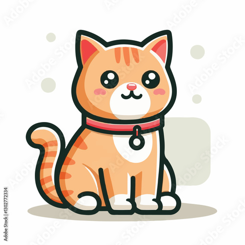 animal, cute, pet, cat, domestic, feline, happy, kitty, background, isolated, adorable, portrait, fur, mammal, white, design, kitten, vector, illustration, tabby, black, funny, looking, paw, sitting, 