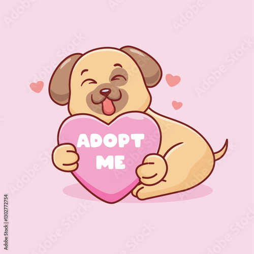 dog holding heart with adopt me written on it