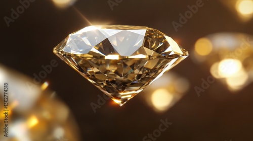 Sparkling diamond, 3D render, glowing light, jewelry, elegant, stock photo