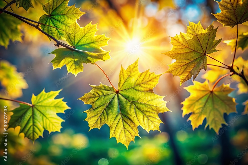 Sunlit Sycamore Leaves: Miniature Tilt-Shift Photography Sunlit Sycamore Leaves: Miniature Tilt-Shift Photography