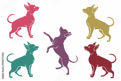 set of Chihuahua Silhouette vector illustration