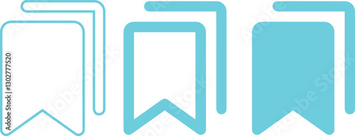 Minimalist bookmark icons, flat design, clean lines, simple shapes, digital graphic, user interface elements, vector illustration,
