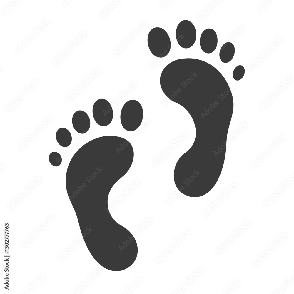 Clear vector icon of bare footprints representing movement and exploration in natural environments and wilderness settings Clear vector icon of bare footprints representing movement and exploration in natural environments and wilderness settings