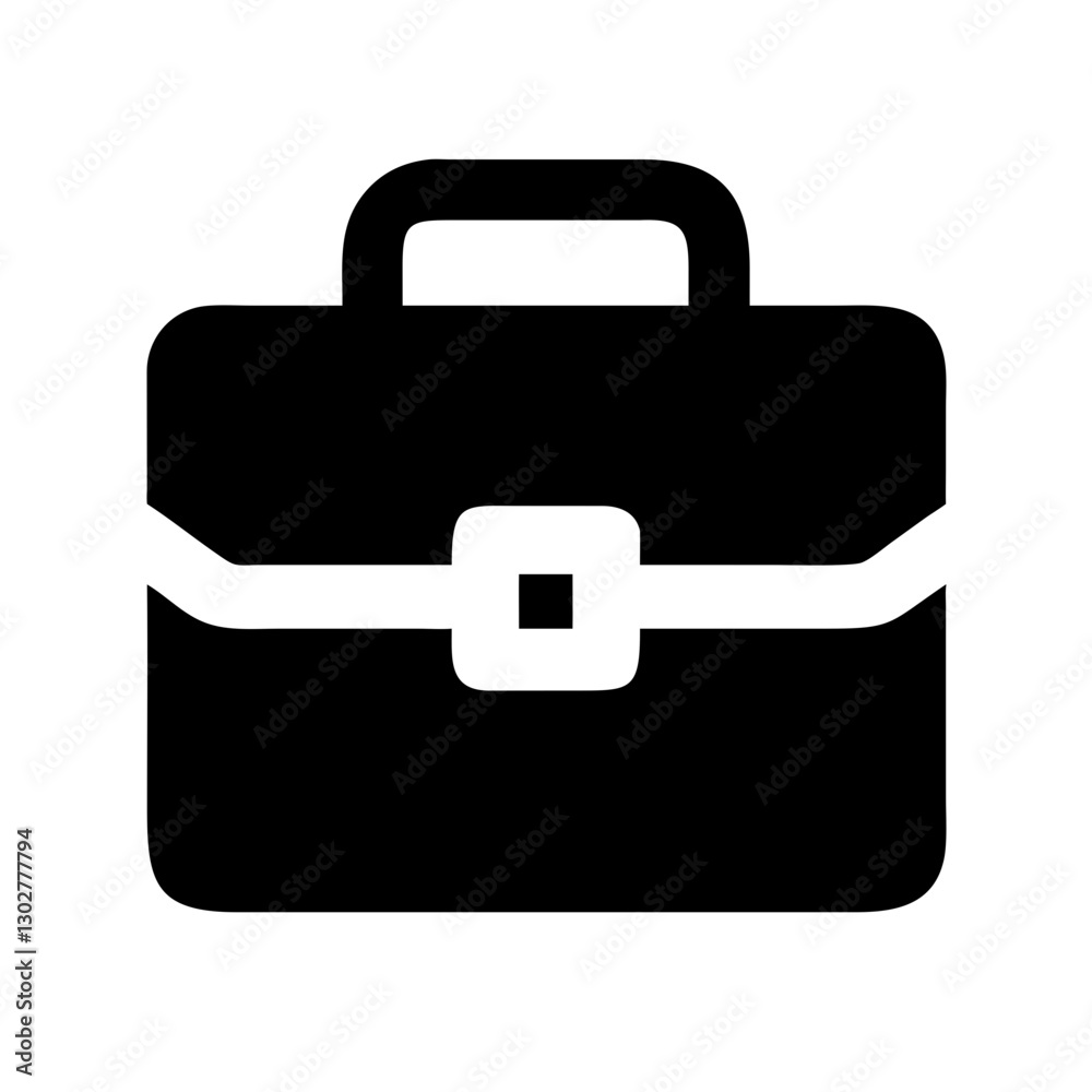 Stylized vector icon of a black briefcase representing business and professionalism in a minimalist design Stylized vector icon of a black briefcase representing business and professionalism in a minimalist design