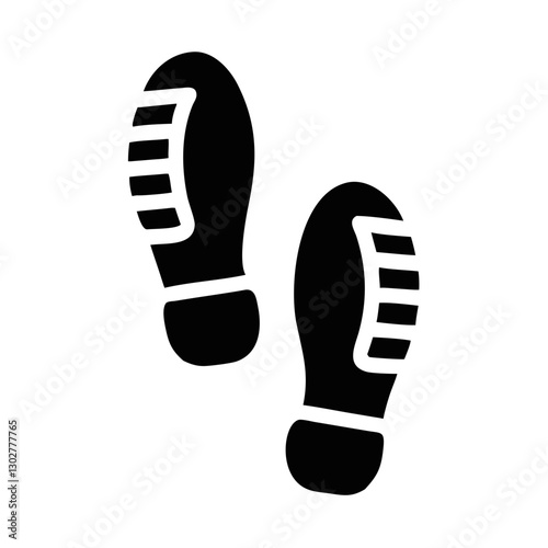 Detailed boot print vector icon representing outdoor adventures, exploration, and hiking activities in various terrains and environments at any time of year
