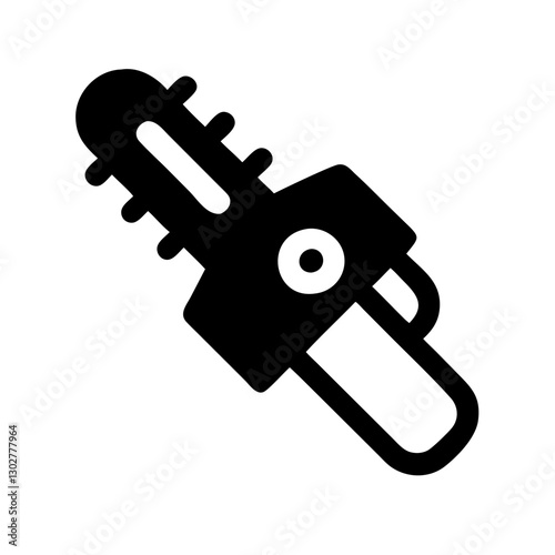 Vector icon of a chainsaw designed for forestry and gardening activities, suitable for use in illustrations or graphic design projects