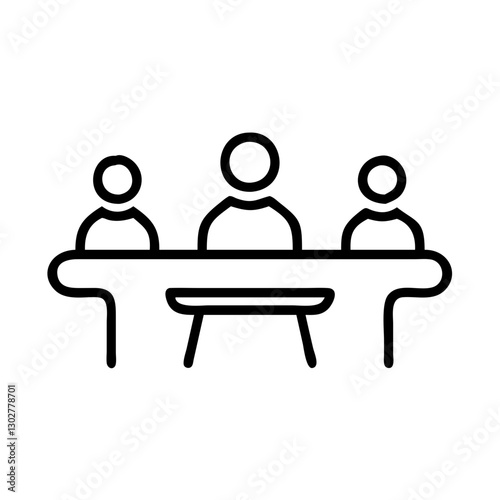 Collaborative meeting at a table with three participants engaged in discussion and planning activities