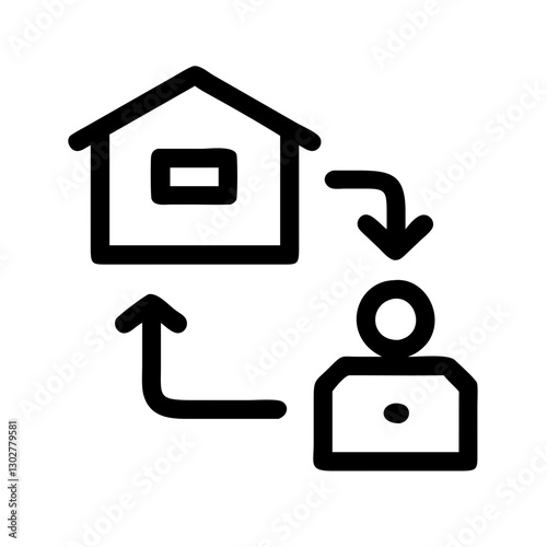 Remote work is facilitated by digital tools connecting individuals and homes through flexible arrangements for various tasks